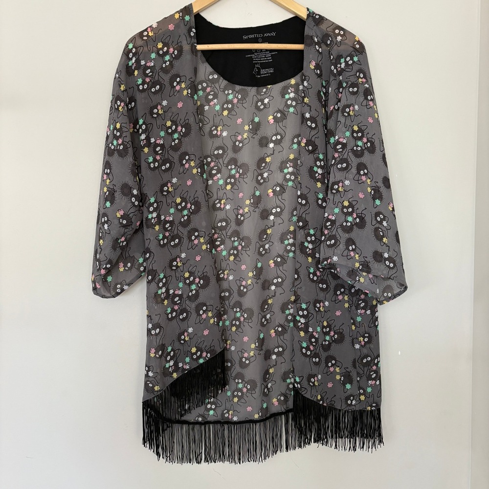 Studio Ghibli Soot Sprite Kimono Sheer Lightweight Black Fringe - Picture 5 of 15